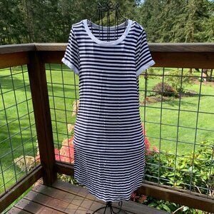 Maurices Women's size Small Navy Blue & White Striped Short Sleeve Dress